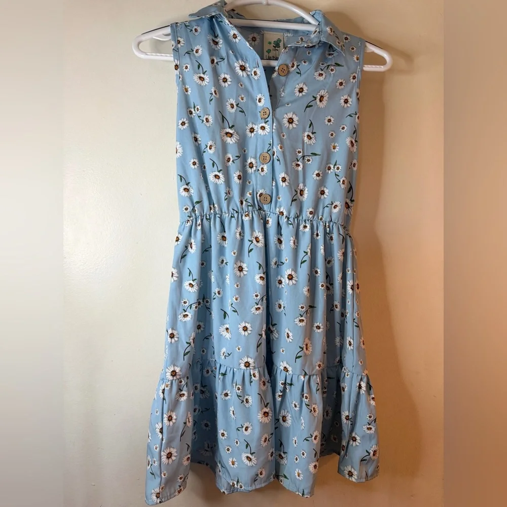 Lily Bleu Girls Blue Daisy Floral Button Front Dress Size 12 - Picture 2 of 8